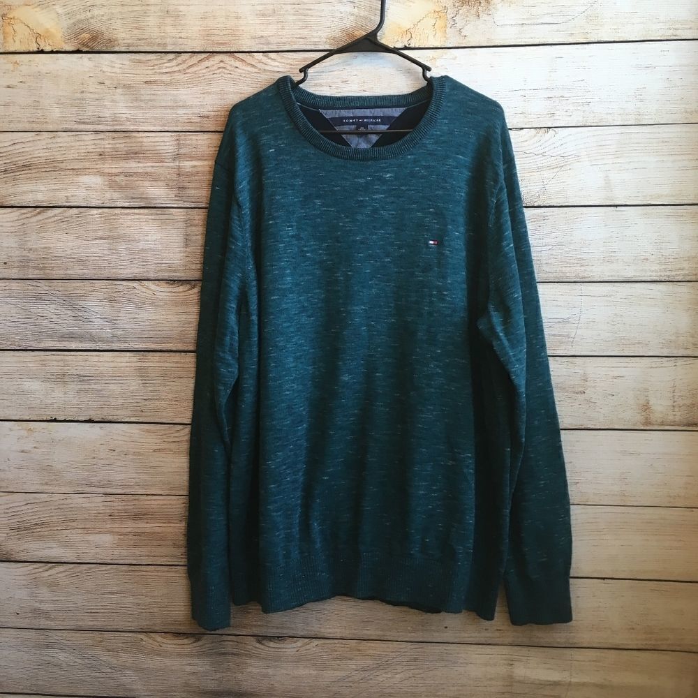 TOMMY HILFIGER COTTON SWEATER IN DARK TEAL